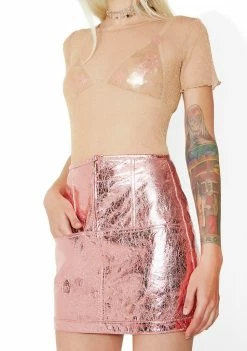 For Love & Lemons Luna Metallic Skirt Bottoms