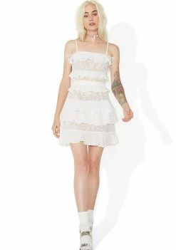 For Love & Lemons Dresses Cosmic Tiered Lace Dress