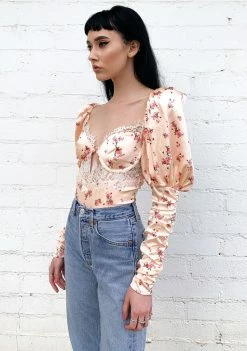 For Love & Lemons Tops Aster Floral Bodysuit