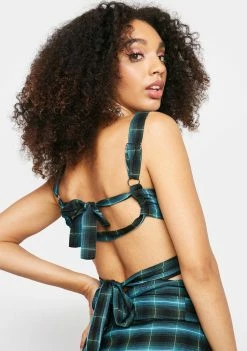 For Love & Lemons Green Avery Bra Top Tops