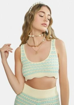 For Love & Lemons Lizzy Stripe Crochet Tank Tops