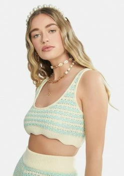 For Love & Lemons Lizzy Stripe Crochet Tank Tops