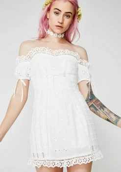 For Love & Lemons Dresses Anabelle Eyelet Laceup Dress