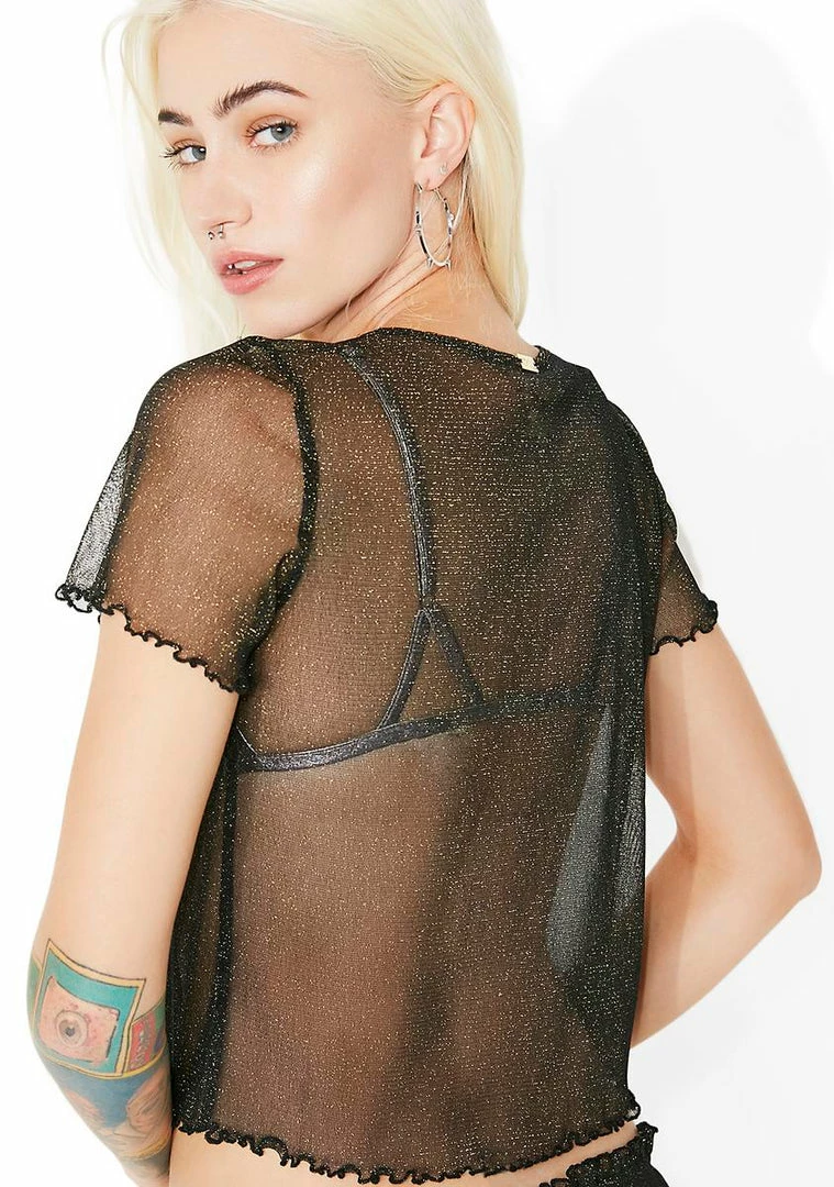 Cheap π For Love & Lemons Midnight Sparkle Mesh Tee Tops π― 4 For Love & Lemons Midnight Sparkle Mesh Tee Tops