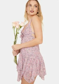 For Love & Lemons Mauve Kacey Mini Dress