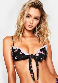 For Love & Lemons Swim Midnight Bloom Bikini Wrap Top