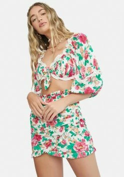 For Love & Lemons Ivory Becca Crop Top Tops