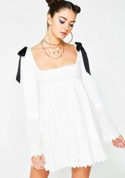 For Love & Lemons Dresses Charlotte Eyelet Babydoll Dress