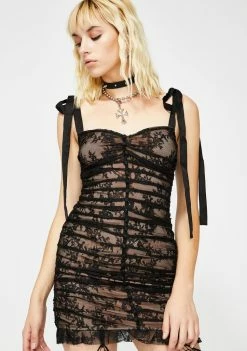 For Love & Lemons Black Dolly Lace Mini Dress Dresses