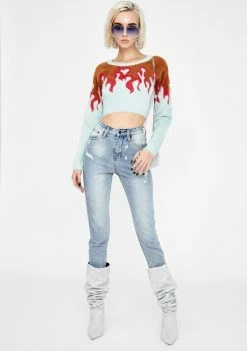 Outlet π For Love & Lemons Flame Mohair Cropped Sweater π― 6 For Love & Lemons Flame Mohair Cropped Sweater