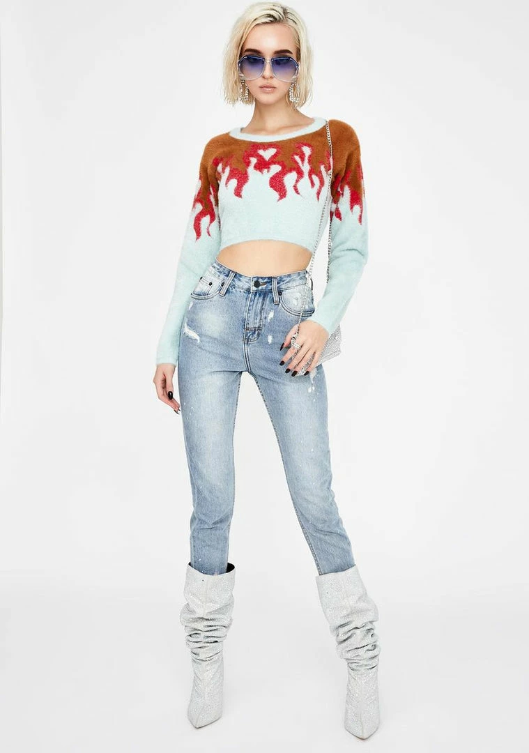 Outlet π For Love & Lemons Flame Mohair Cropped Sweater π― 3 For Love & Lemons Flame Mohair Cropped Sweater