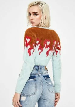 Outlet π For Love & Lemons Flame Mohair Cropped Sweater π― 7 For Love & Lemons Flame Mohair Cropped Sweater
