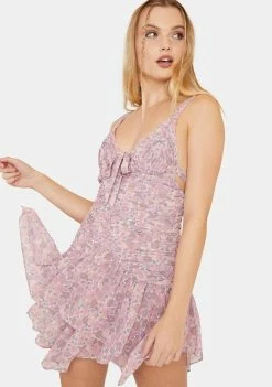 For Love & Lemons Mauve Kacey Mini Dress