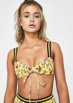 For Love & Lemons Paulina Ruched Bikini Top