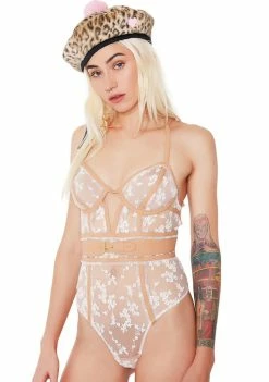 For Love & Lemons Lingerie & Sleepwear Rosebud Embroidery Bodysuit
