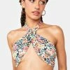 For Love & Lemons Crop Halter Top Deidre Halter Scarf Top
