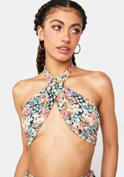 For Love & Lemons Crop Halter Top Deidre Halter Scarf Top