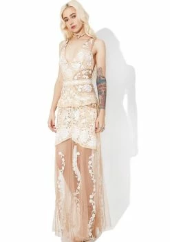 For Love & Lemons Mallorca Embroidery Maxi Dress