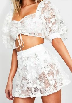 For Love & Lemons Crochet Daisy Skater Skirt