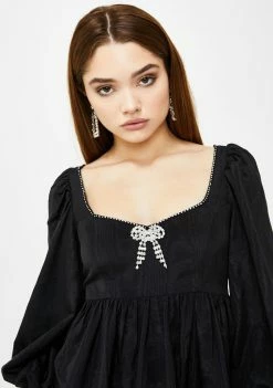 For Love & Lemons Black Cherie Babydoll Dress