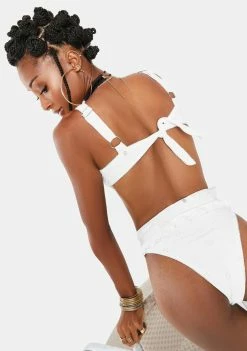 For Love & Lemons White Rowan Bikini Top Swim