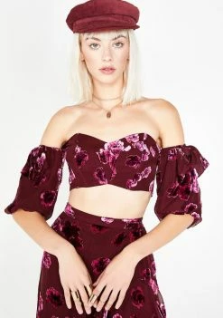 For Love & Lemons Tops Sophie Velvet Floral Top