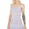 For Love & Lemons Lilac Cosmic Tiered Lace Dress