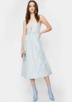 For Love & Lemons Reese Jacquard Midi Dress