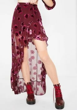 For Love & Lemons Sophie Velvet Floral Skirt