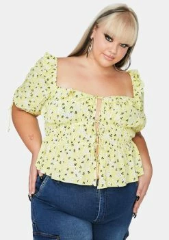 For Love & Lemons Tops Plus Chrysanthemum Crop Top