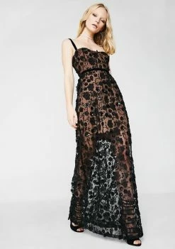 For Love & Lemons Dark Beatrice Strappy Maxi Dress Dresses