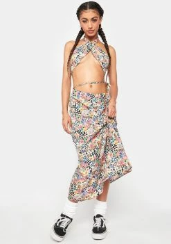 For Love & Lemons Crop Halter Top Deidre Halter Scarf Top