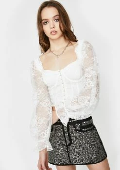 For Love & Lemons Cheyenne Lace Bustier Top Tops
