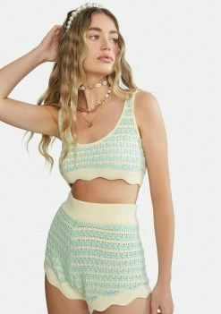 For Love & Lemons Lizzy Stripe Knit Shorts Bottoms