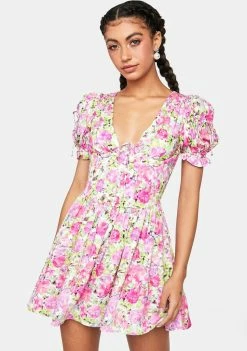 For Love & Lemons Paulina Puffy Sleeve Mini Dress Dresses