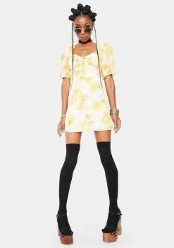 For Love & Lemons Dresses Yellow Zinna Mini Dress