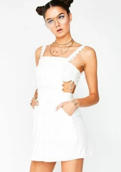 For Love & Lemons Charlotte Eyelet Overalls Mini Dress Dresses