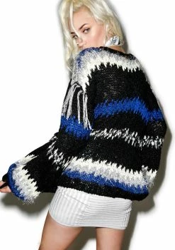 For Love & Lemons Black âN Blue Crosby Fringe Sweater