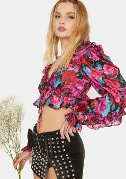 For Love & Lemons Tops Scarlett Ruffle Crop Top
