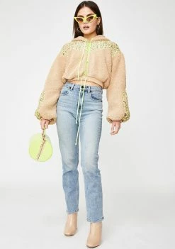 Wholesale π For Love & Lemons Tops Sloane Shearling Cropped Hoodie π 6 For Love & Lemons Tops Sloane Shearling Cropped Hoodie
