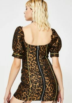 For Love & Lemons Dresses Jett Fitted Leopard Mini Dress