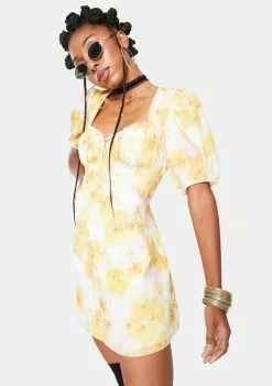 For Love & Lemons Dresses Yellow Zinna Mini Dress