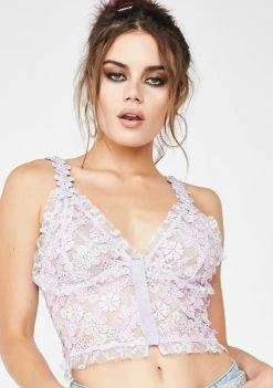 For Love & Lemons Tops Lavender Rosette Cami