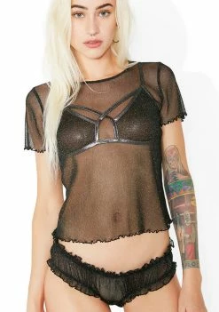 For Love & Lemons Lingerie & Sleepwear Sparkle Mesh Panty