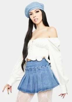 For Love & Lemons Ivory Carina Corset Blouse Tops