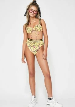 For Love & Lemons Paulina Ruched Bikini Top