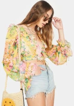 For Love & Lemons Tops Nina Floral Crop Top