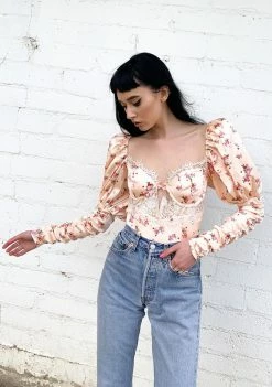 For Love & Lemons Tops Aster Floral Bodysuit