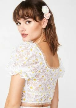 Coupon 🎉 For Love & Lemons Tops Brulee Daisy Crop Top ❤️ 7 For Love & Lemons Tops Brulee Daisy Crop Top