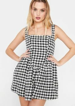 For Love & Lemons Dresses Bonnie Houndstooth Mini Dress